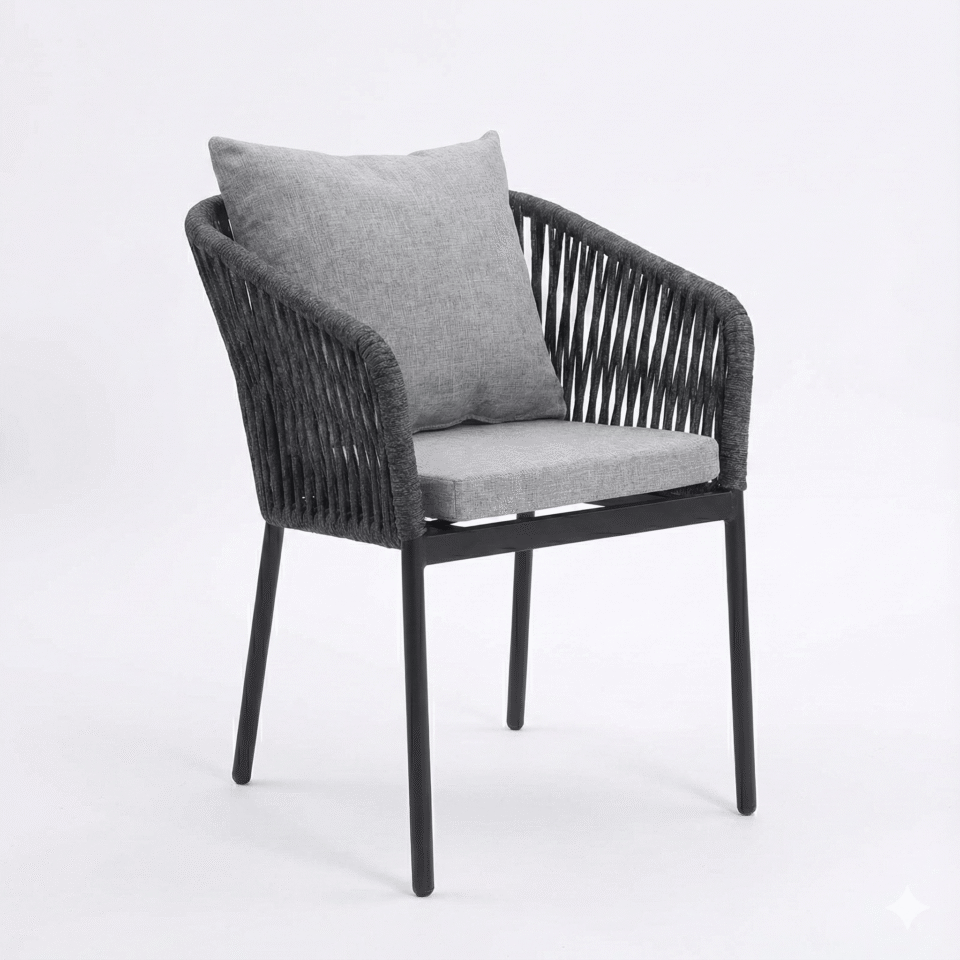 Outdoor Steel & Rope Chair – Anti-Rust