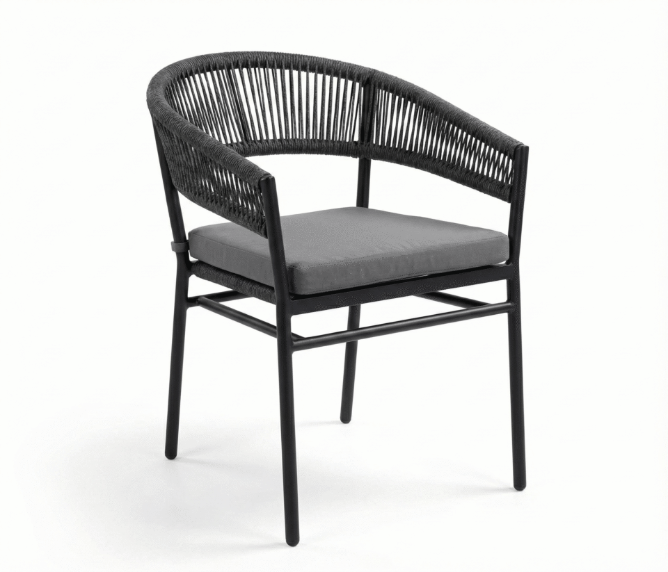 Outdoor double-rope chair with treated steel frame