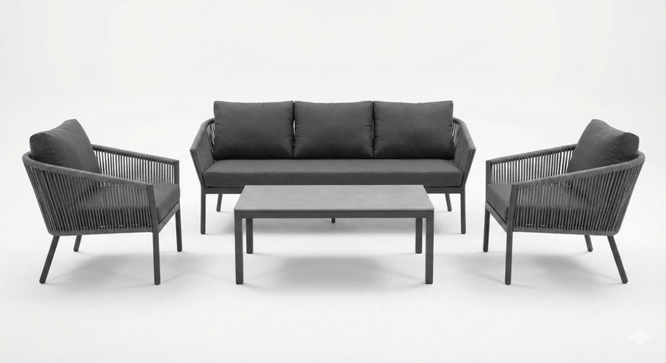 Outdoor double-rope seating set – 4 pieces