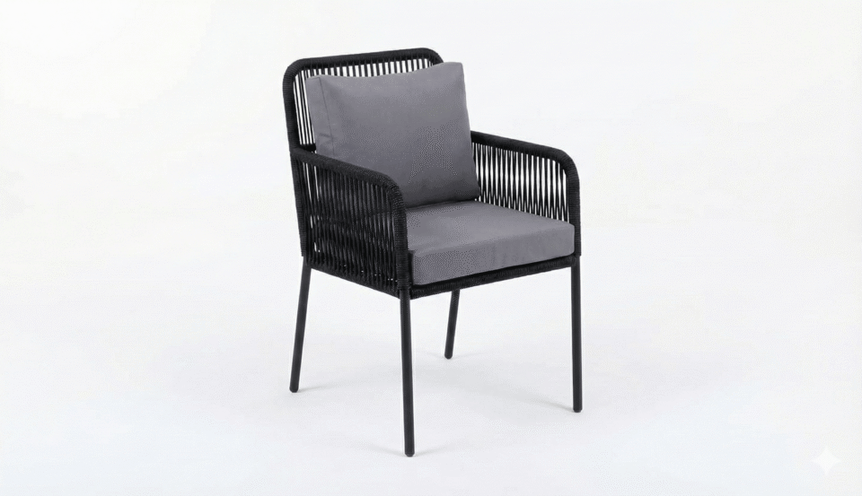 Outdoor hospitality chair made of steel and linen