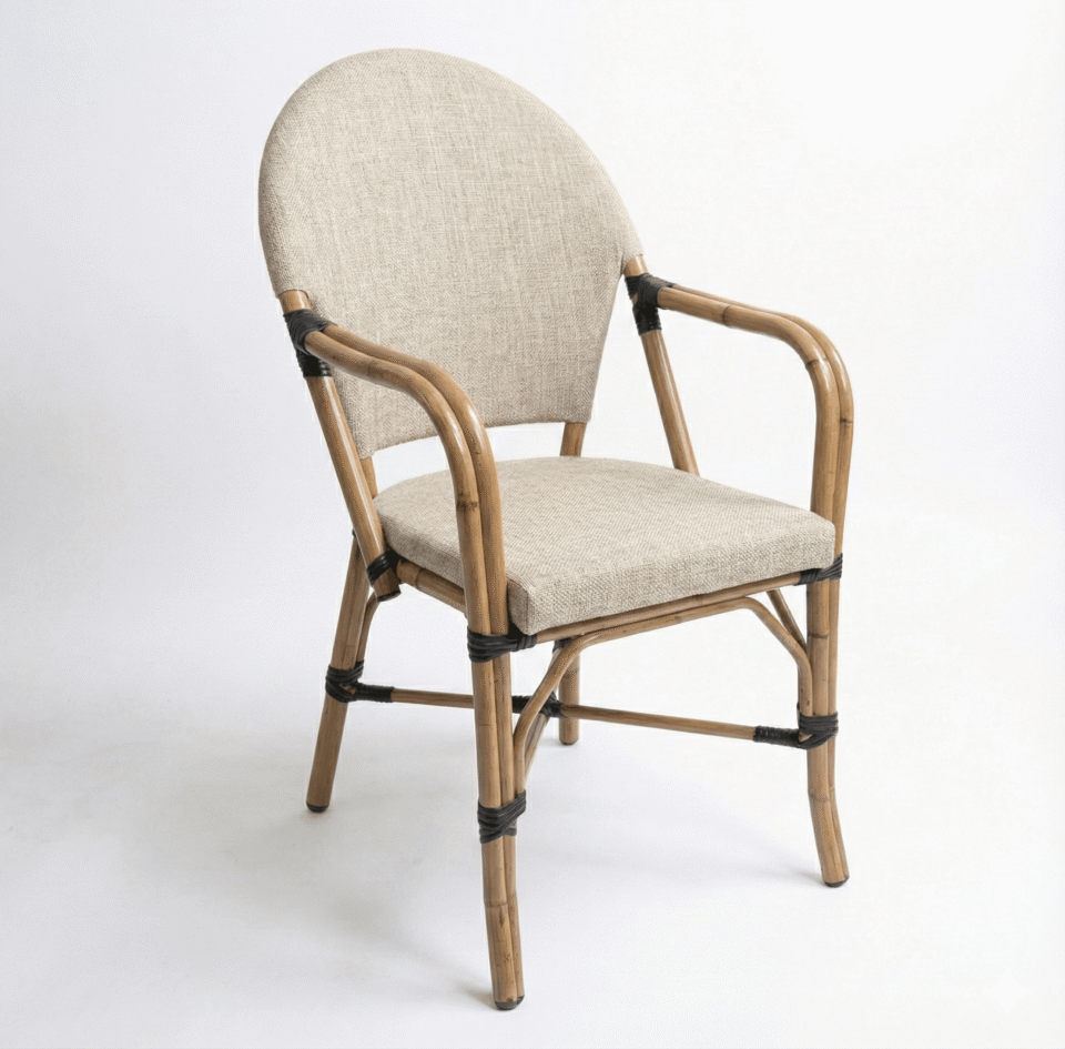 Outdoor steel chair treated against sun and water