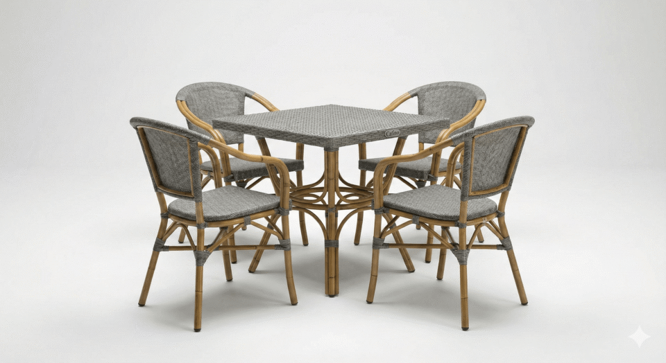 Outdoor treated steel seating set – 5 pieces