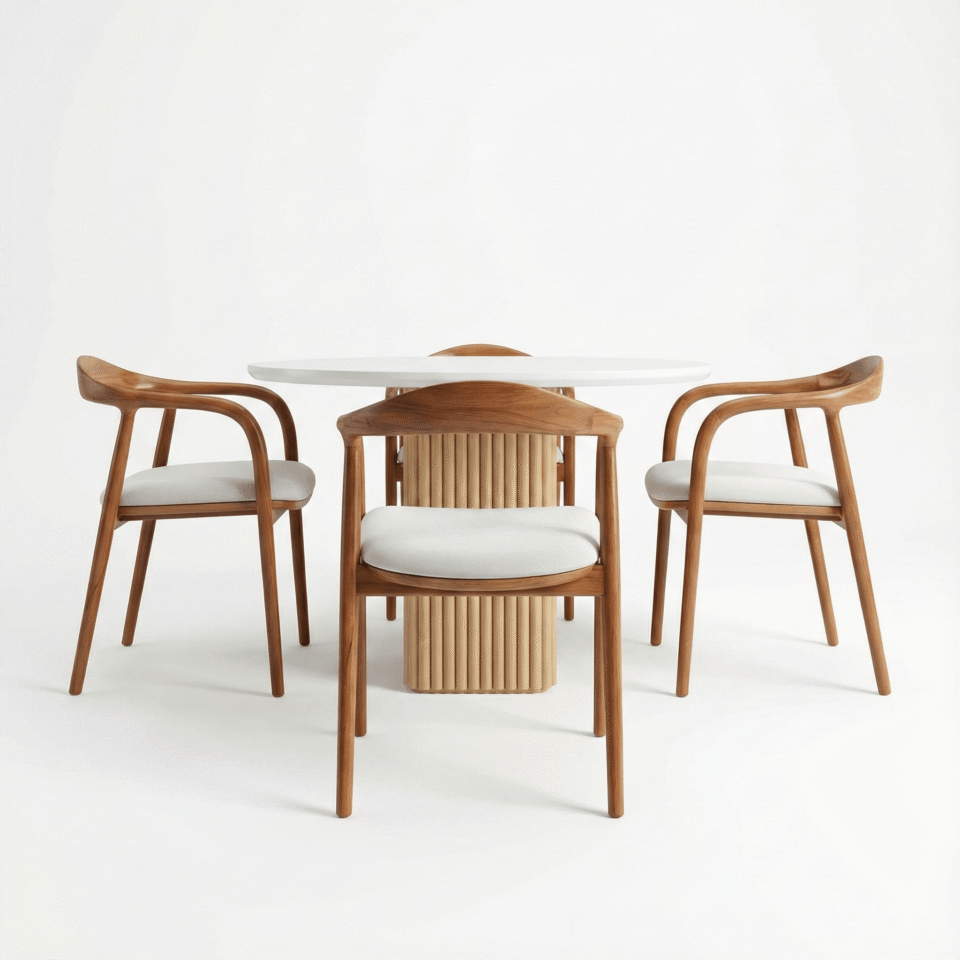 Outdoor treated beechwood set with weather-resistant fabric